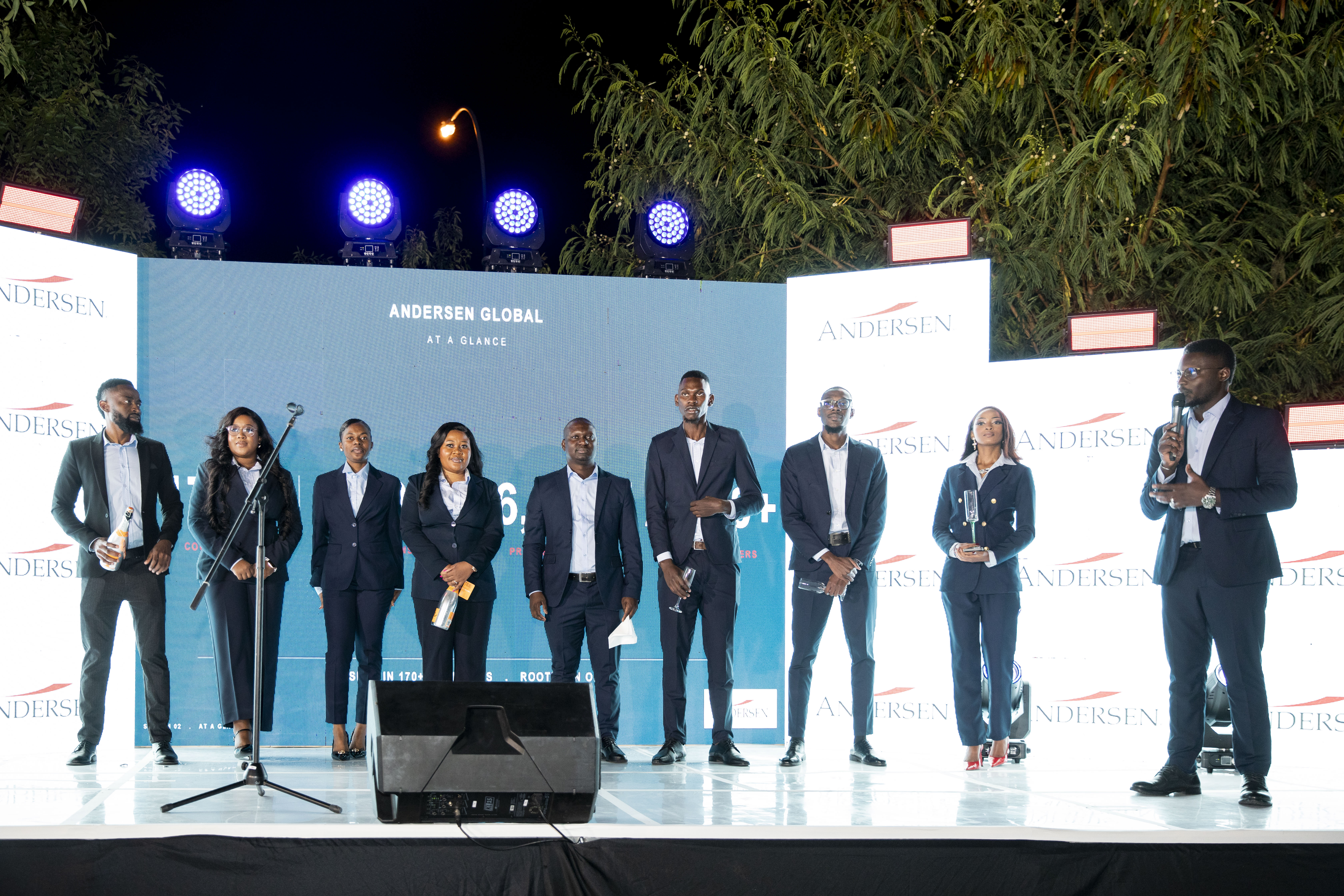 Andersen in Namibia team on stage at the launch event